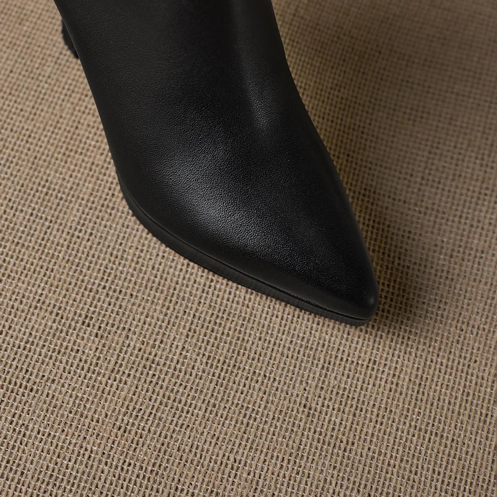 Handmade Genuine Leather Brand Ankle Boots For Women Platform Fashion Elegant High Heel Short Boot Zipper shoes
