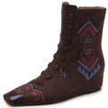 Handmade Genuine Leather Embroidered Boots Tube Low Heel Women Footwear Winter Season Square Toe Slope Heel 33-40