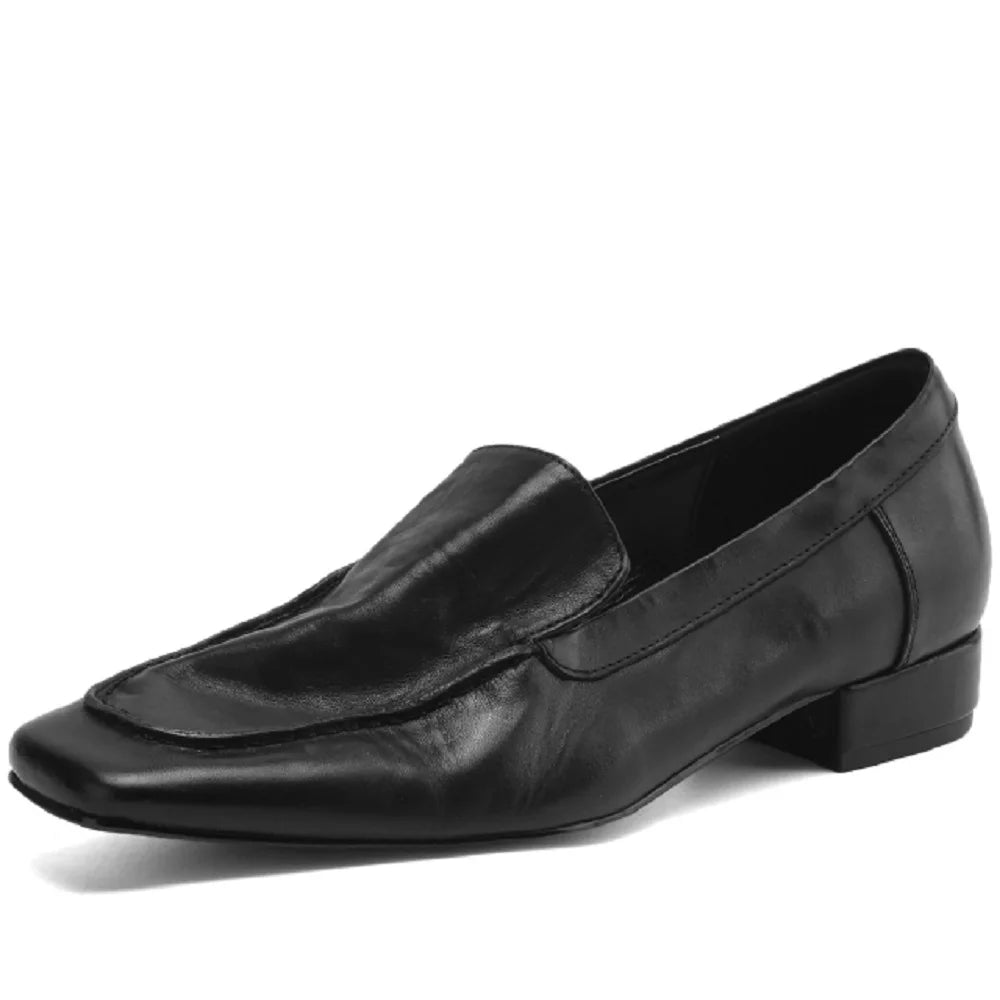 Woman Handmade Genuine Leather Square Toe Soft comfortable Cute Casual Female Retro Low Heeled Soled Shoes 34-40