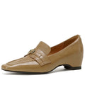 Women's Handmade genuine leather Square toe loafers Mid Hells high quality soft comfortable casual shoes
