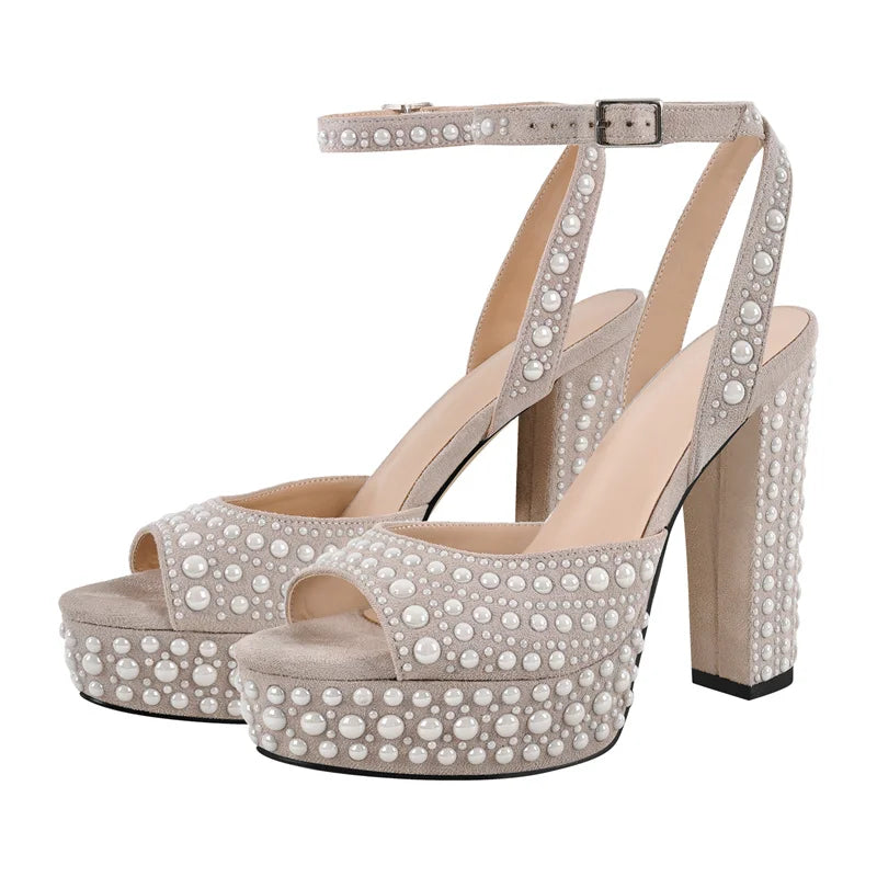 Women  Platform Open Toe Heeled Sandals Buckle Summer Sandals