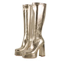Onlymaker Women Platform Square Toe Side Zipper Knee High Boots Big Size Winter Lady Gold Punk Boots