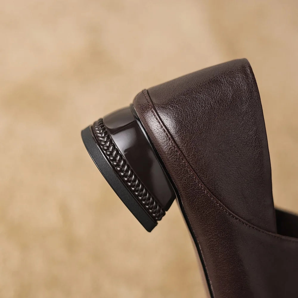 women's Handmade Genuine leather square toe Mid high quality soft comfort casual 34-40