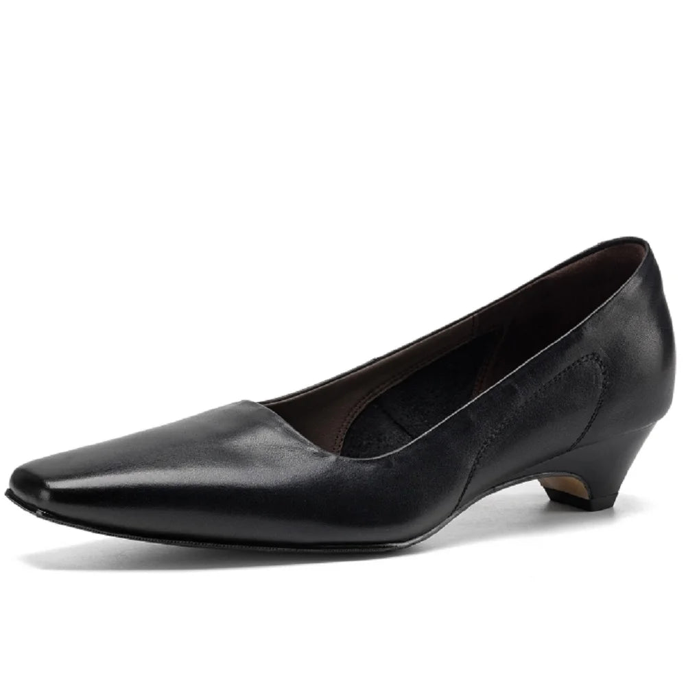 Women Handmade Genuine Leather Soft and comfortable Mid Heel Shoes For Ladies Daily Office Lady Dress