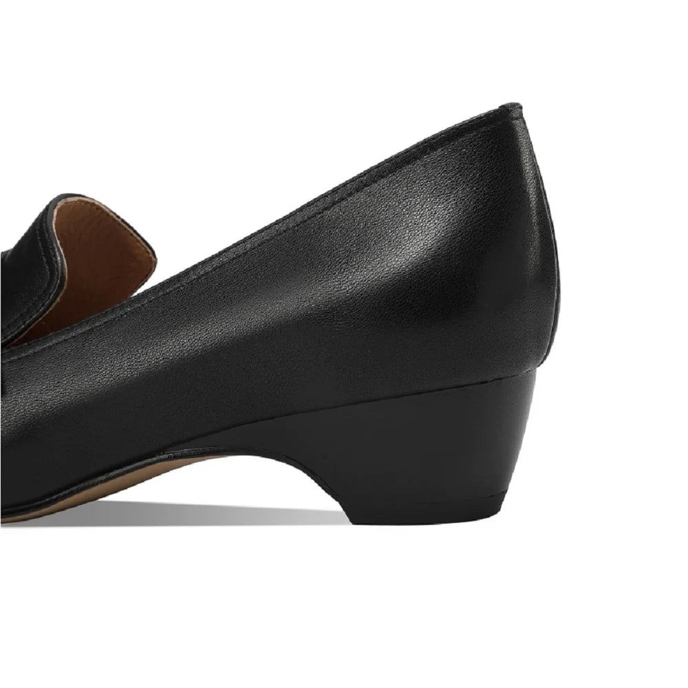 Retro Handmade genuine leather Soft comfortable women new style Square toe Mid heel versatile elegant shoes 33-43