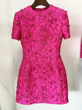 STREET Newest 2026 Designer Fashion Stylish Dress Women's Beaded Floral Jacquard Trimmed Dress