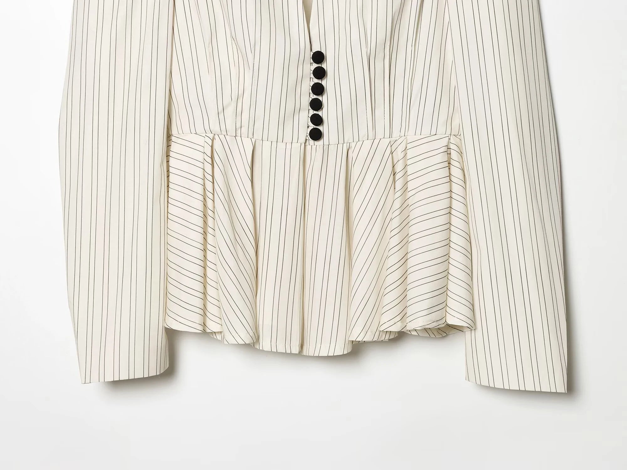 European and American style women's clothing new long sleeved striped short skirt hem suit jacket