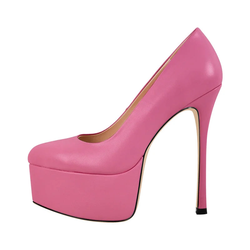 Women  Pointed Toe Pink Platform Pumps High Heeled Big Size Slip On Women Stiletto Pumps