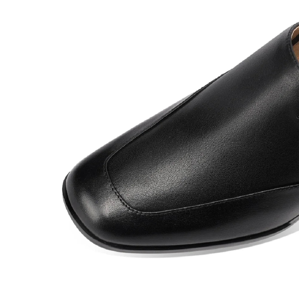 Comfortable Handmade Genuine Leather High Heels Chunky Heel Women's Shoes Versatile Deep Mouth Single Shoes 34-43
