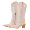 Onlymaker Women Pointed Toe Rhinestone Knee High Western Cowgirl Boots Glitter Bling Shiny  Block Heel Lady Boots