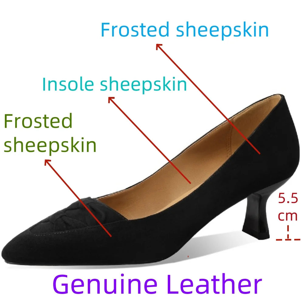 New Spring/Autumn Women Pumps Sheep Suede Leather Shoes Pointed Toe Thin Heel Shoes Shallow Stiletto Shoes 33-43