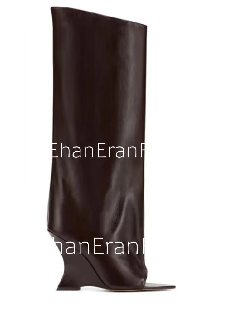 2026 SoleLadies' Spring/Summer New Fish Mouth Slope High Heel Short Boots with Pointed Toe Exposed Cool Boots, Mid Top Boots