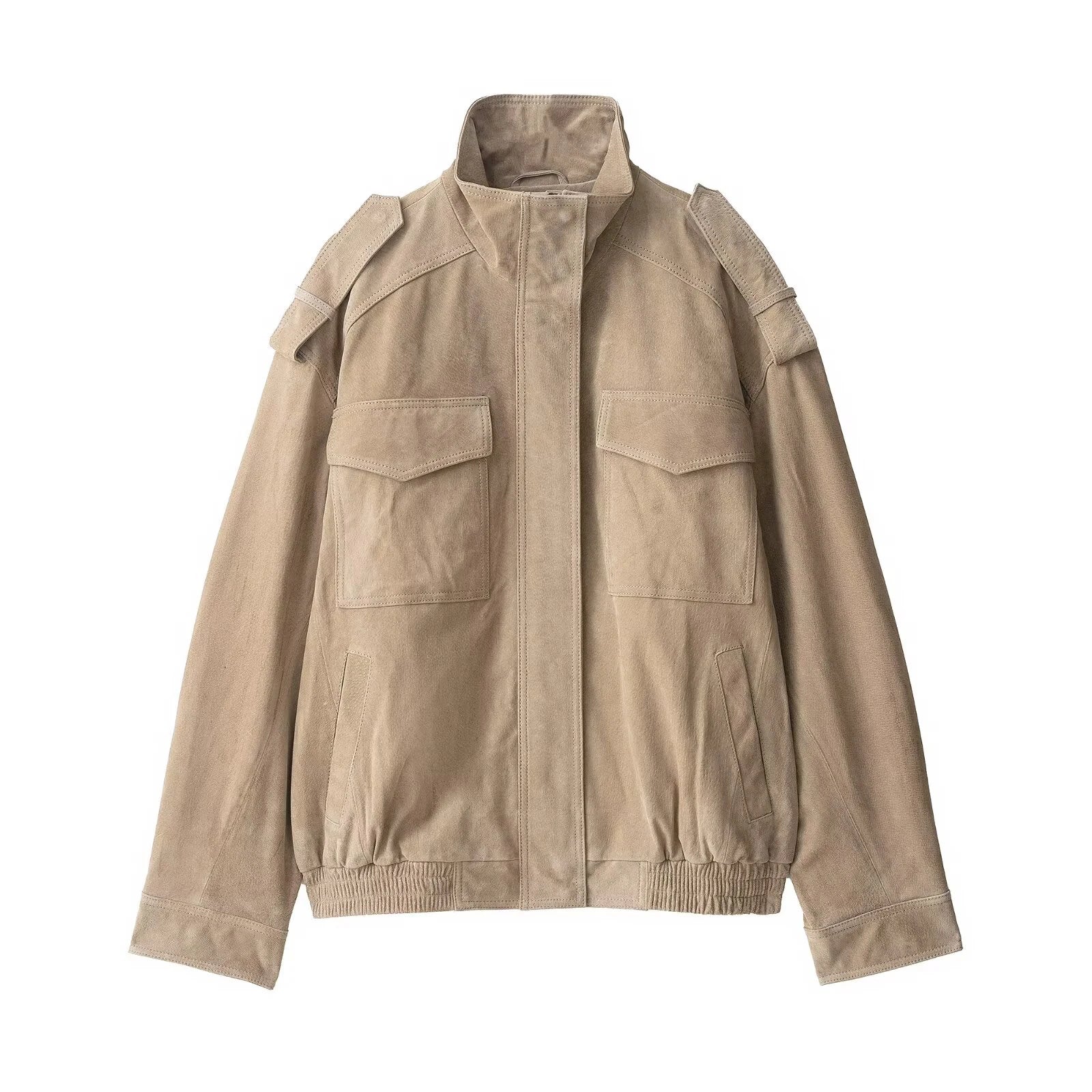 2025 autumn new American standing collar workwear short casual loose suede jacket jacket