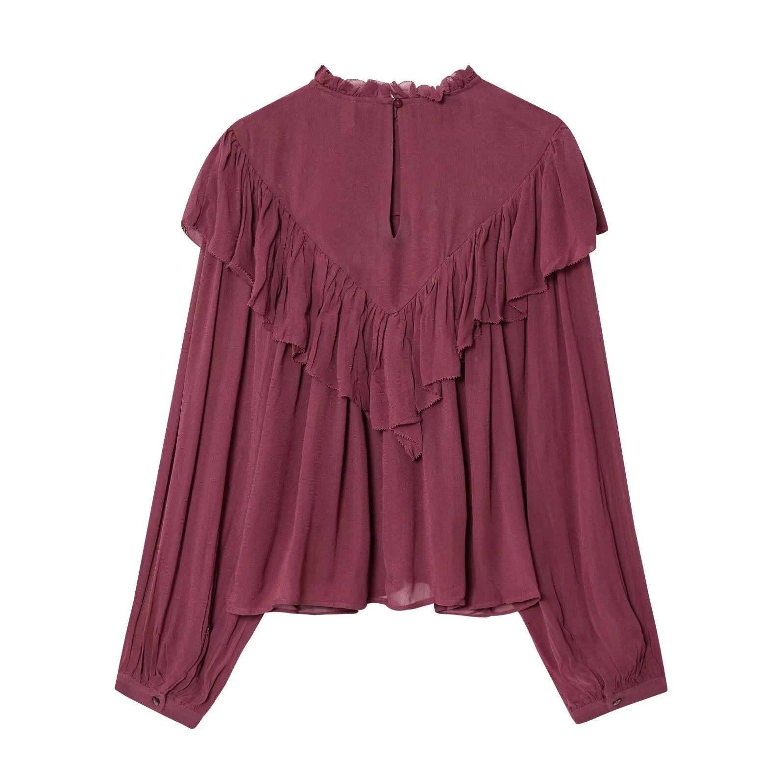 2025 autumn new women's clothing European and American style fashionable ruffled decoration chiffon shirt