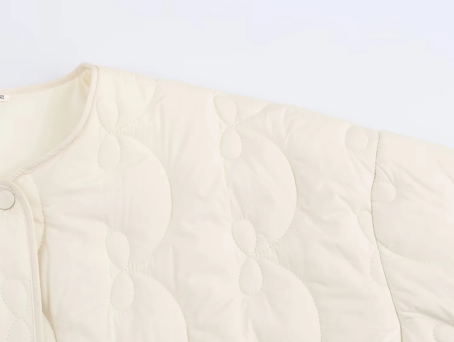 Autumn New Product Women's Round Neck Long Sleeve Cotton Jacket Butterfly Knot Quilted Thin Cotton Coat Thin Cotton Coat