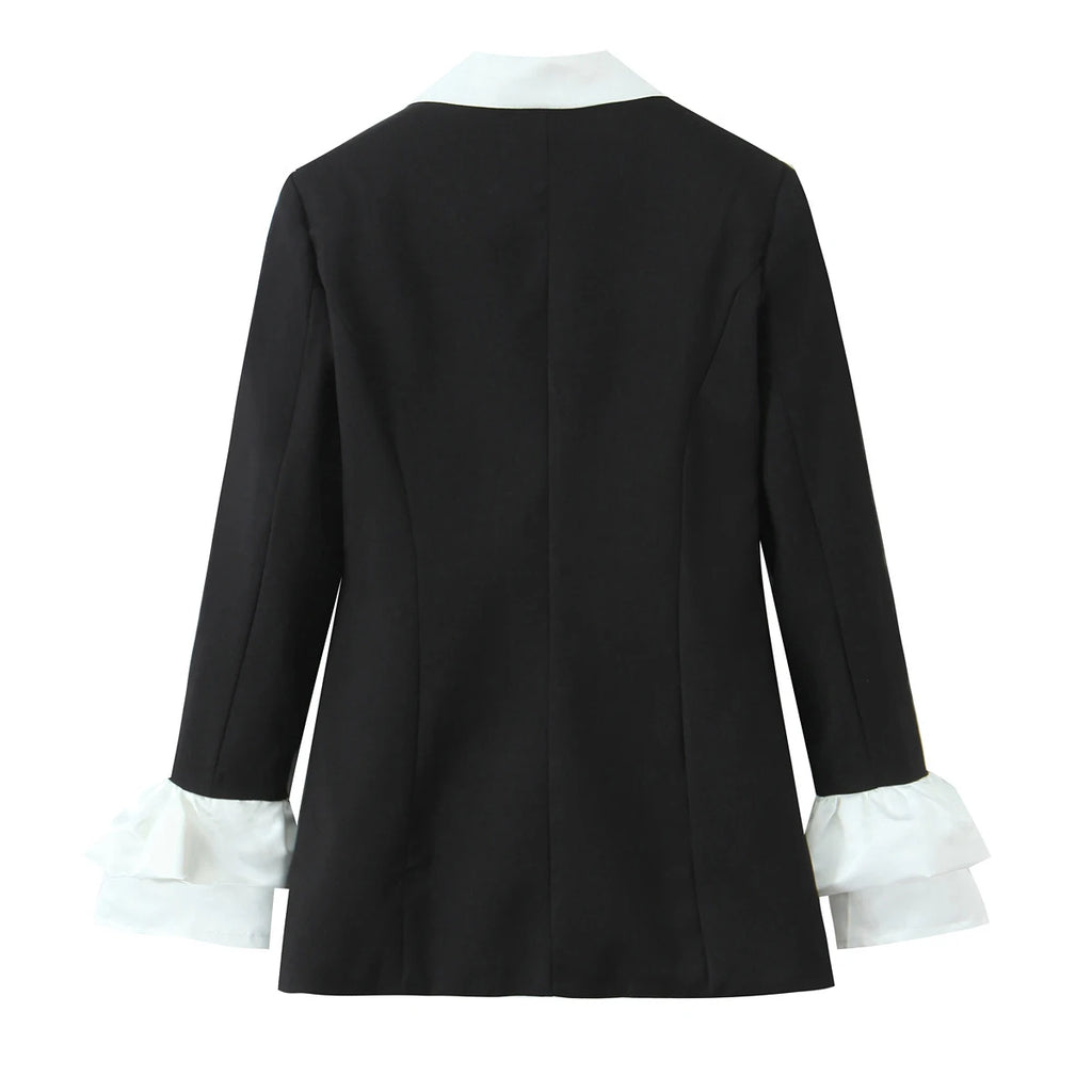 Women's 2026 new spring outfit fashionable and personalized temperament flower bud patchwork cuff suit jacket