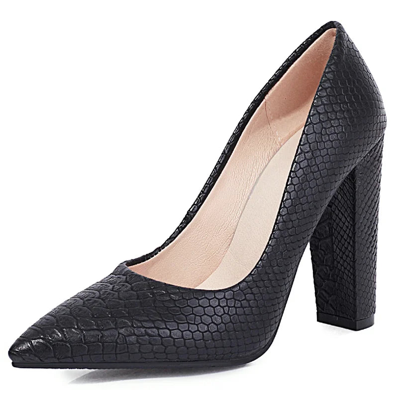 High Heels Shoes Women Large Size Sexy Animal Print Block Heels Pumps