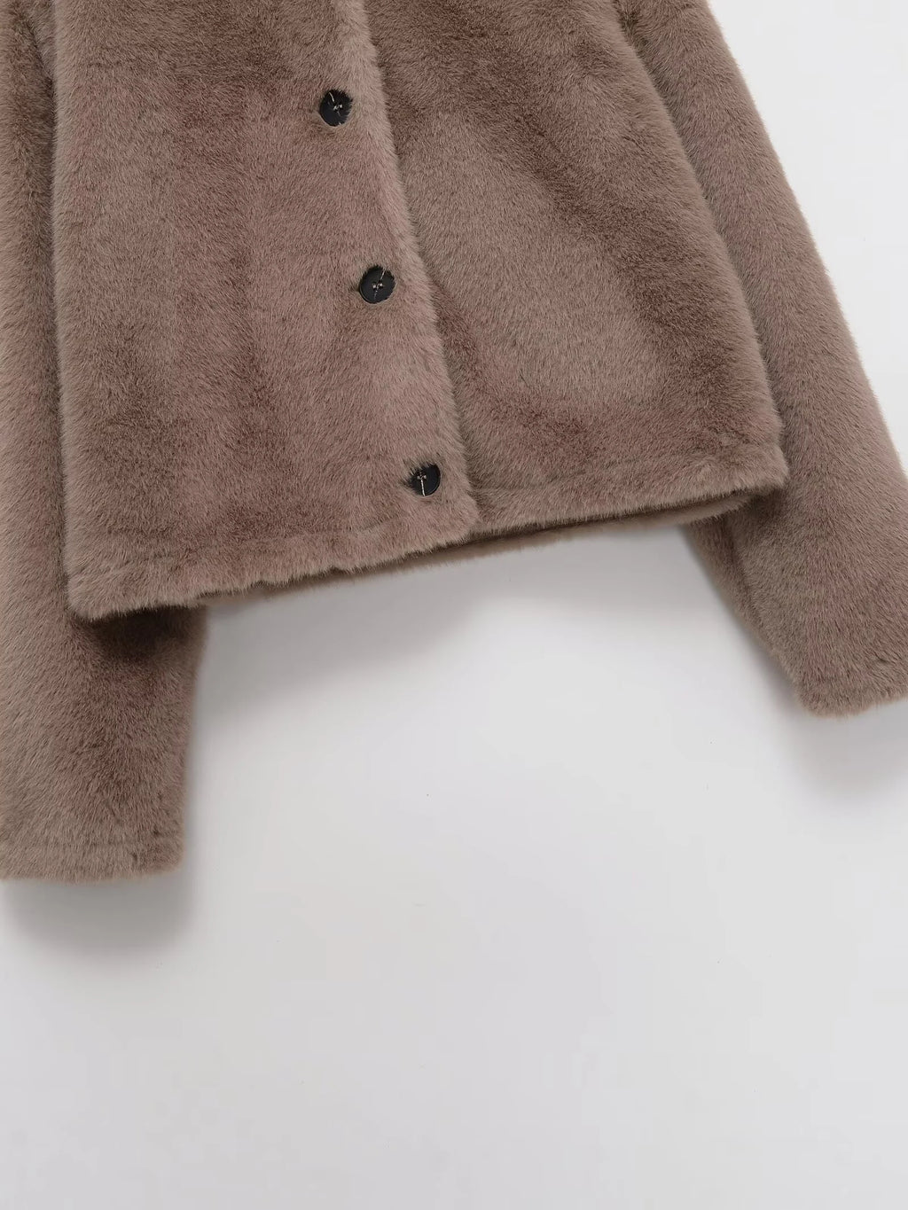 2025 Autumn/Winter New Women's Sweet and Fashionable Round Neck Artificial Fur Effect Short Jacket Coat