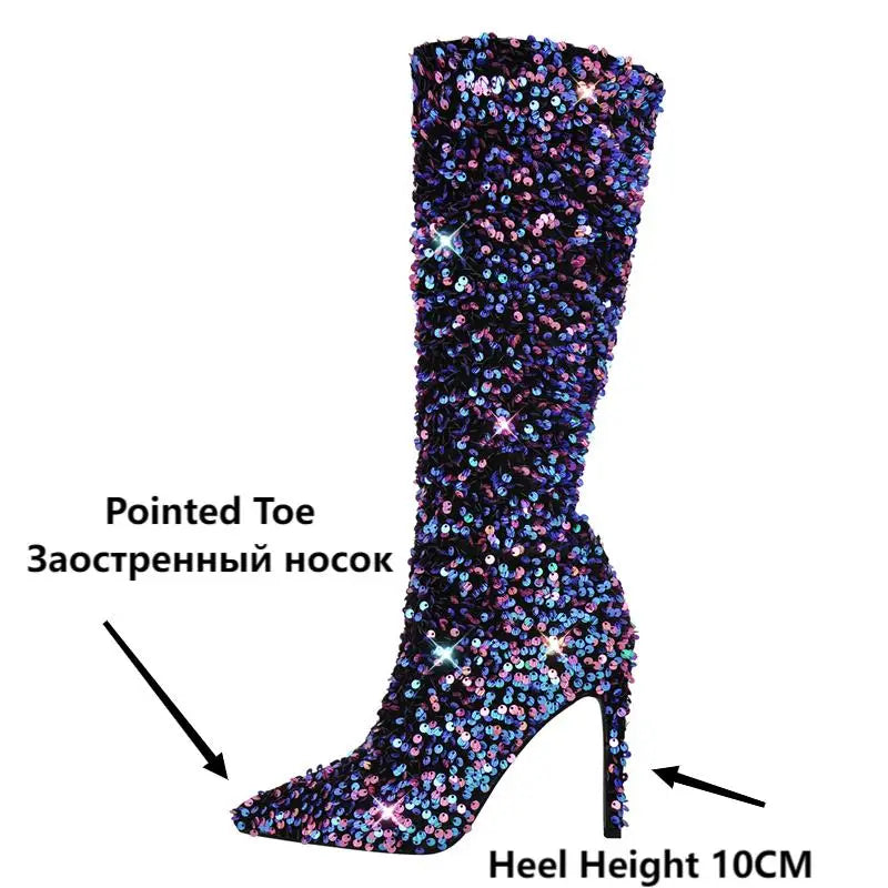 Winter Fashion Warm Short Flock Trouser Tube Boots Pointed Toe Matte PU Stiletto High Heel Boots