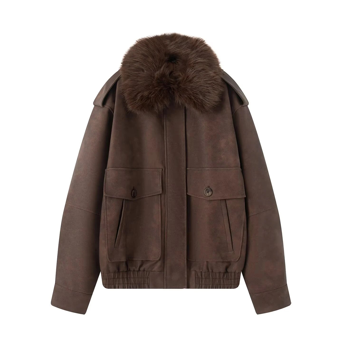 2025 Autumn New Product Women's Clothing American style Flip Collar Anti Velvet Effect Detachable Wool Collar Jacket Coat