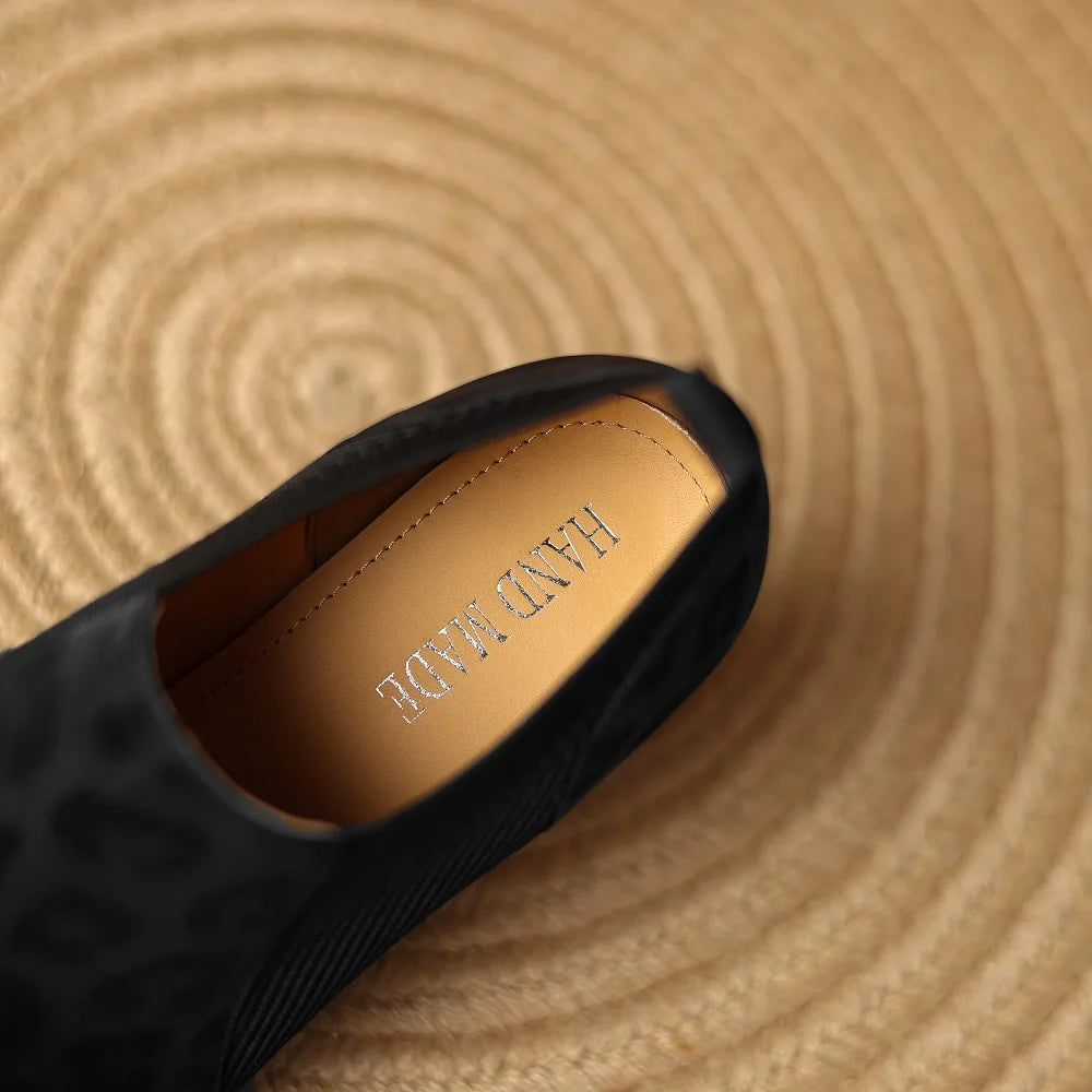 Handmade Brand Genuine Leather New Women Metal iron head Pointed Toe Thin Heel Modern Shoes