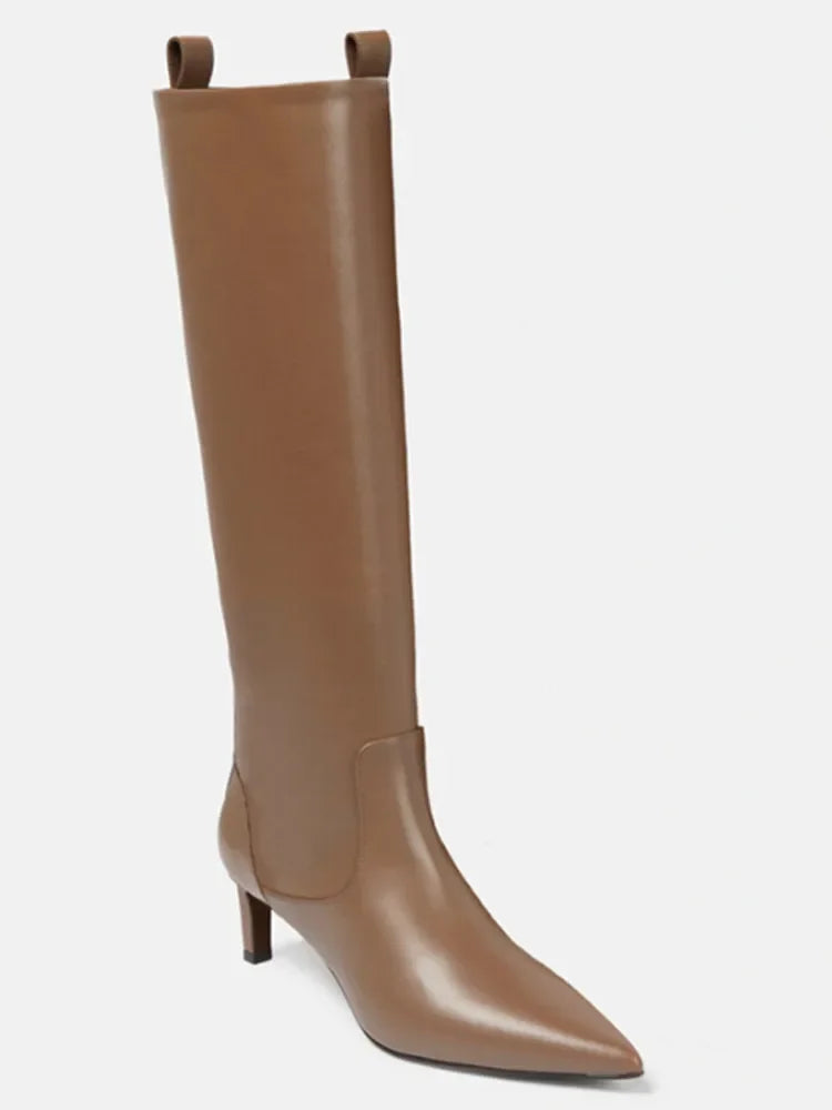 2026 Autumn and Winter New Pointed Stiletto High Heels Knee Length Women's Boots Fashion Versatile 34-46 Large Women's Boots