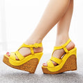 Platform Sandals Summer Fashion Women Bohemia Style High Heel Fish Mouth Peep Toe Wedges Shoes f