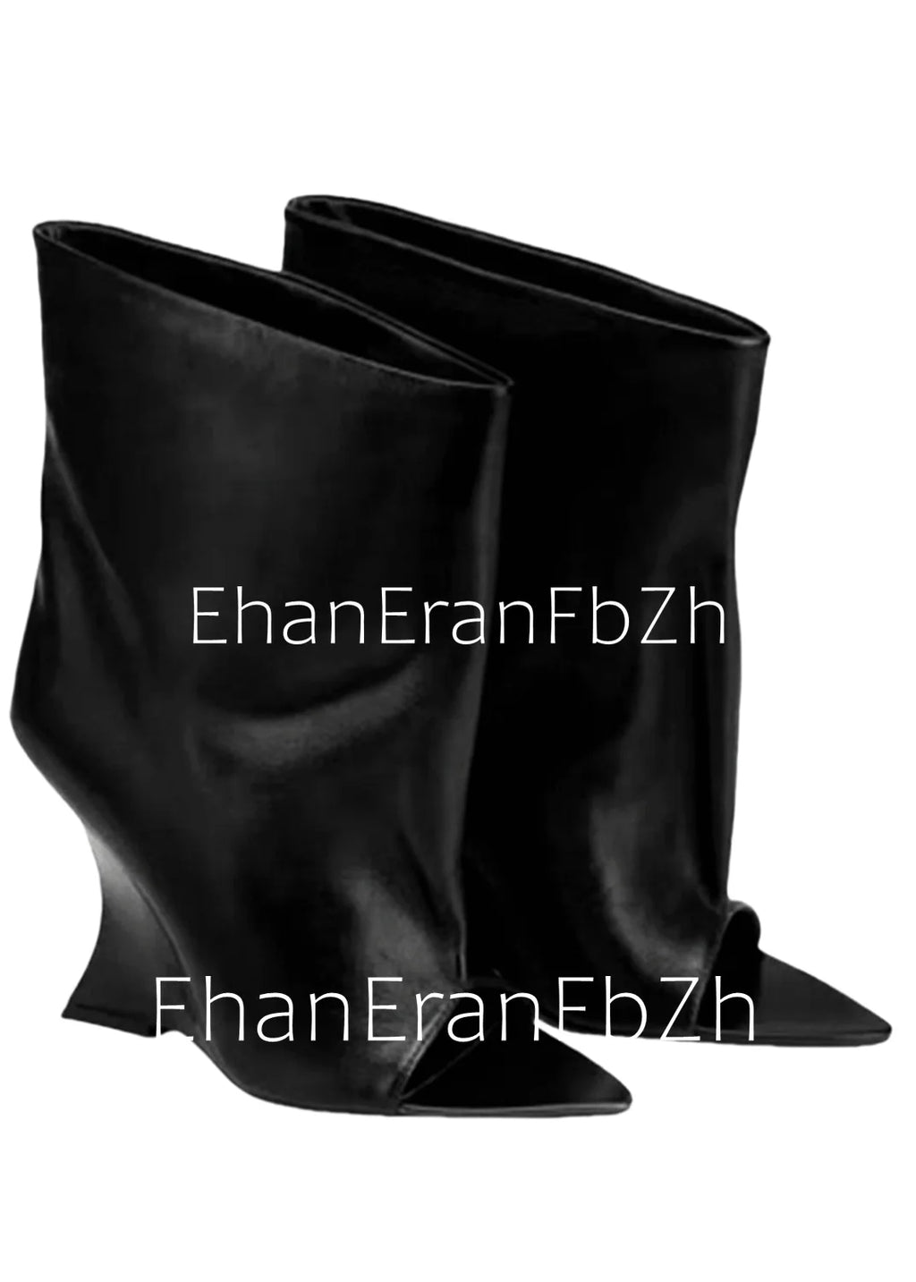 2026 SoleLadies' Spring/Summer New Fish Mouth Slope High Heel Short Boots with Pointed Toe Exposed Cool Boots, Mid Top Boots