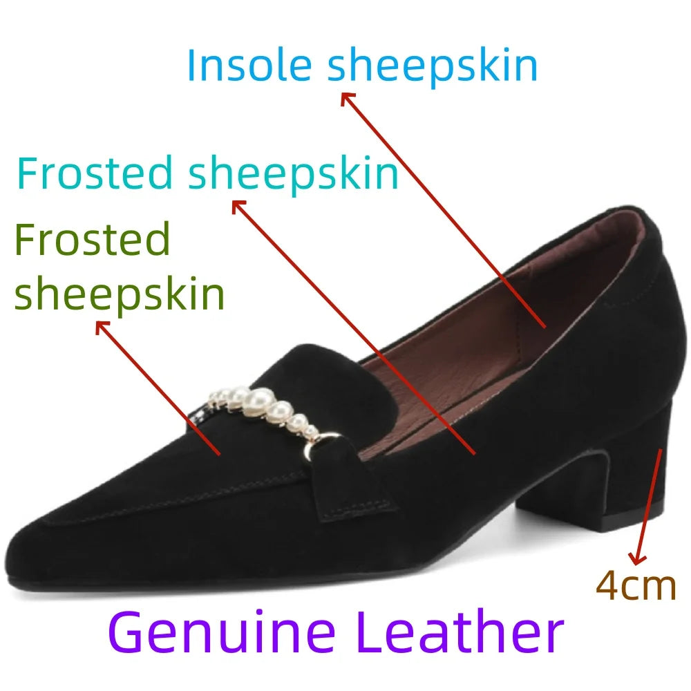 Handmade Brand Genuine Leather Shoes Pointed Toe Oxford Shoes Mid Heels Designer Sewing Dress shoes 34-43