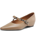 Handmade Genuine leather metal buckle sweet bowtie Mary Jane elegant ladies 3.5cm wedge med heeled shoes 34-41