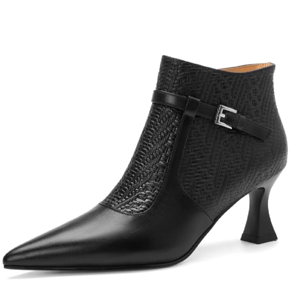 Women's Handmade Genuine Leather Soft and comfortable Short Boots New High-heeled Banquet Shoes 34-40