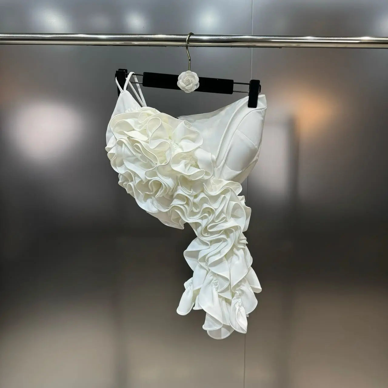 New Items Fashion Women's Wrinkled Edge Sling Vest Trendy Zipper Backless Sleeveless Camisole Female 2025 Spring 11XX8800