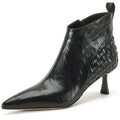 Women's Handmade genuine leather thin high heel pointed toe zip short booties British Style ankle boots
