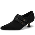 Women Handmade Genuine Leather Point Toe Ladies Elegant Shoes Soft Mid Heel Outdoor Dress Shoes 34-40
