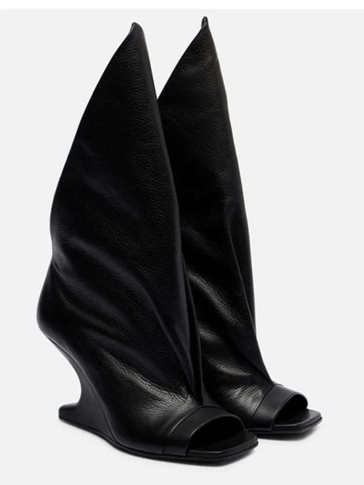 2026. New Thick High Heel Open toed Short Boots Fashion Alien Heel Fish Mouth Cool Boots Spring/Summer Women's Short Boots