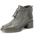 Handmade Genuine Leather Retro Mid Heeled Short Boots Autumn New Square Toe Lace Up Women's Shoes 33-40