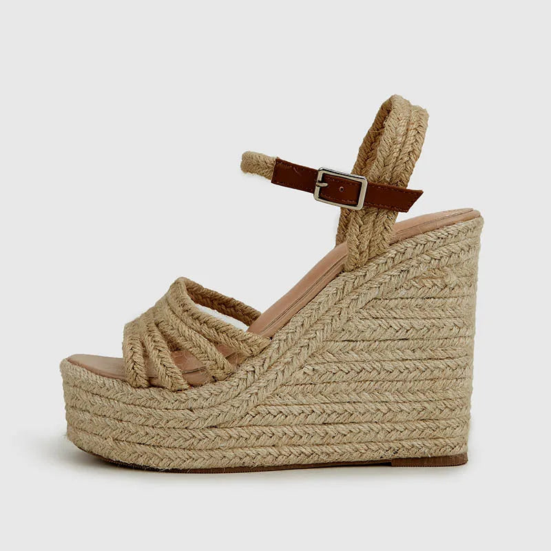 Espadrilles Spring summer bohemian wedges platform peep toe women sandals