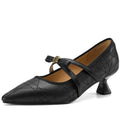 Handmade Genuine Leather Cross Band Mid  Heel Soft and comfortable Women's oes Not Tired Walking Commuting 33-40