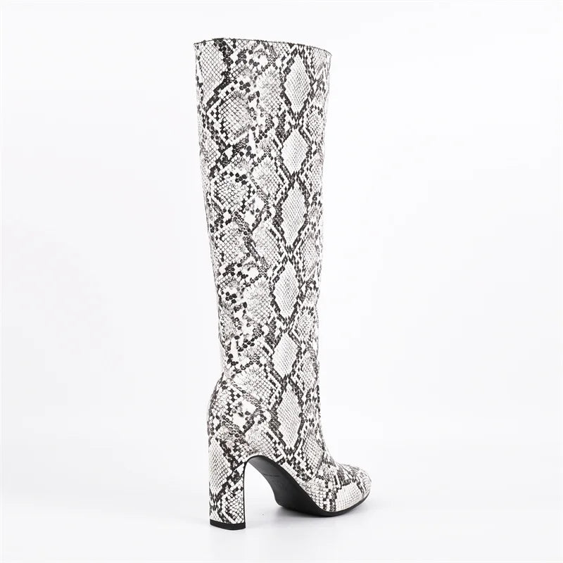 Onlymaker Women Pointed Side Zipper Stiletto Stretch Knee-high Boots Dressy Fashion Sexy Party Winter Boots