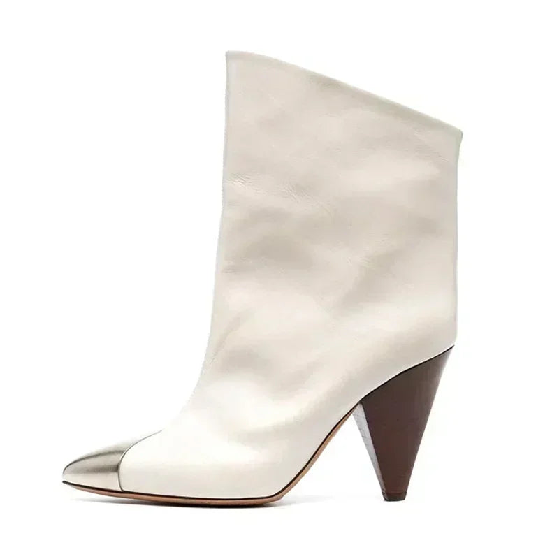 2026 European and American New Pointed Women's Short Boots with Conical High Heels Fashion 34-45 Size Large Women's Long Boots