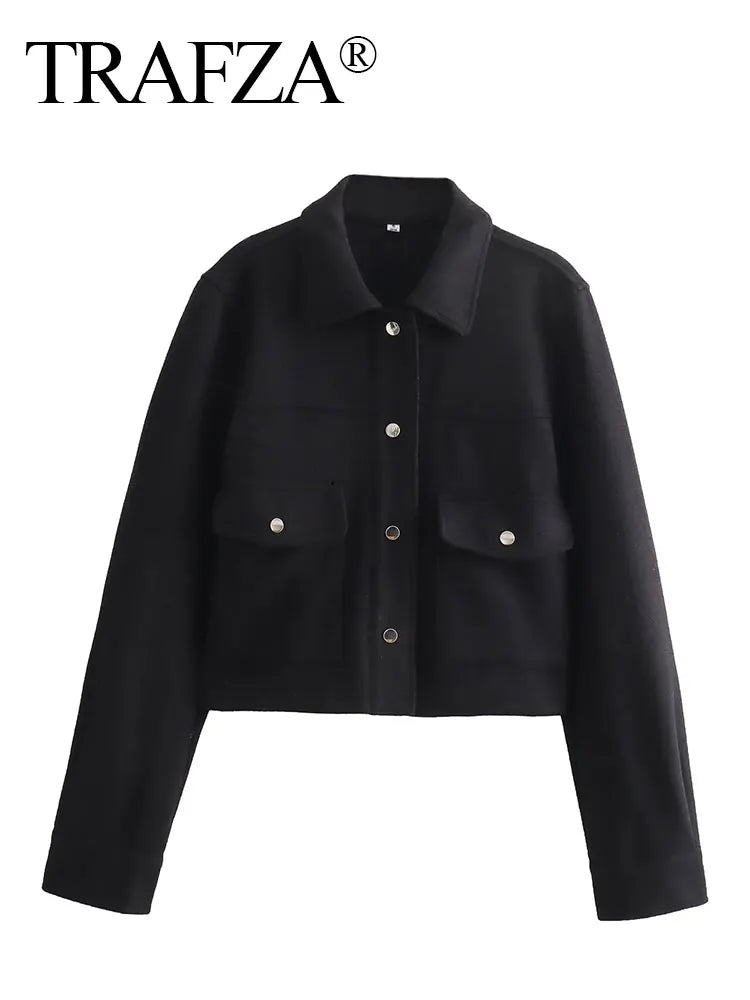 HH Women Casual Solid Coat Single Turn-Down Collar Breasted Long Sleeve Jacket With Front Pockets Office Lady Outerwear