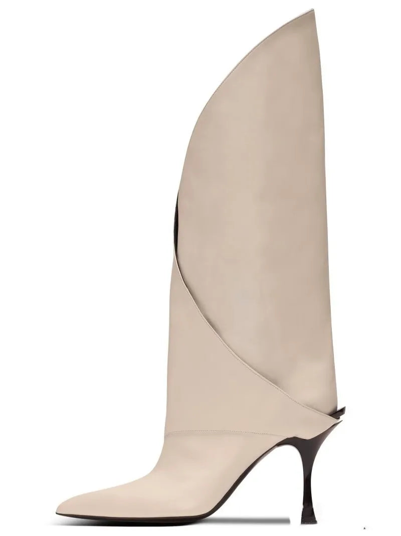 2026 Women's Slim Fit High Heels, Black Pointed Boots, Fashion Show Party Women's Knee High Boots