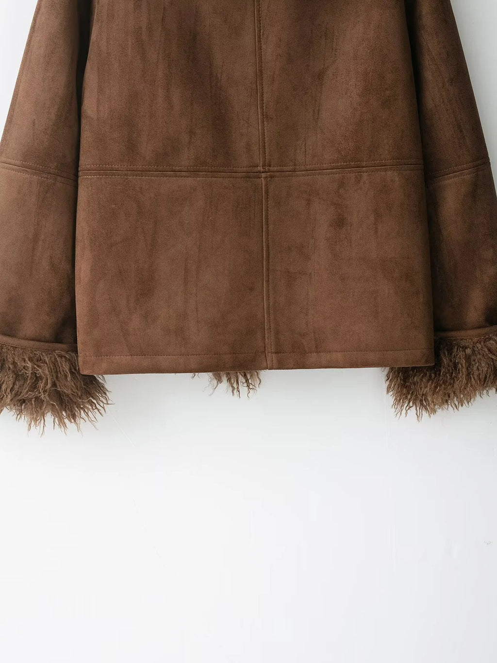 2025 Autumn New Product Women's Wear Melad Brown Double sided Artificial Fur Effect Jacket Coat