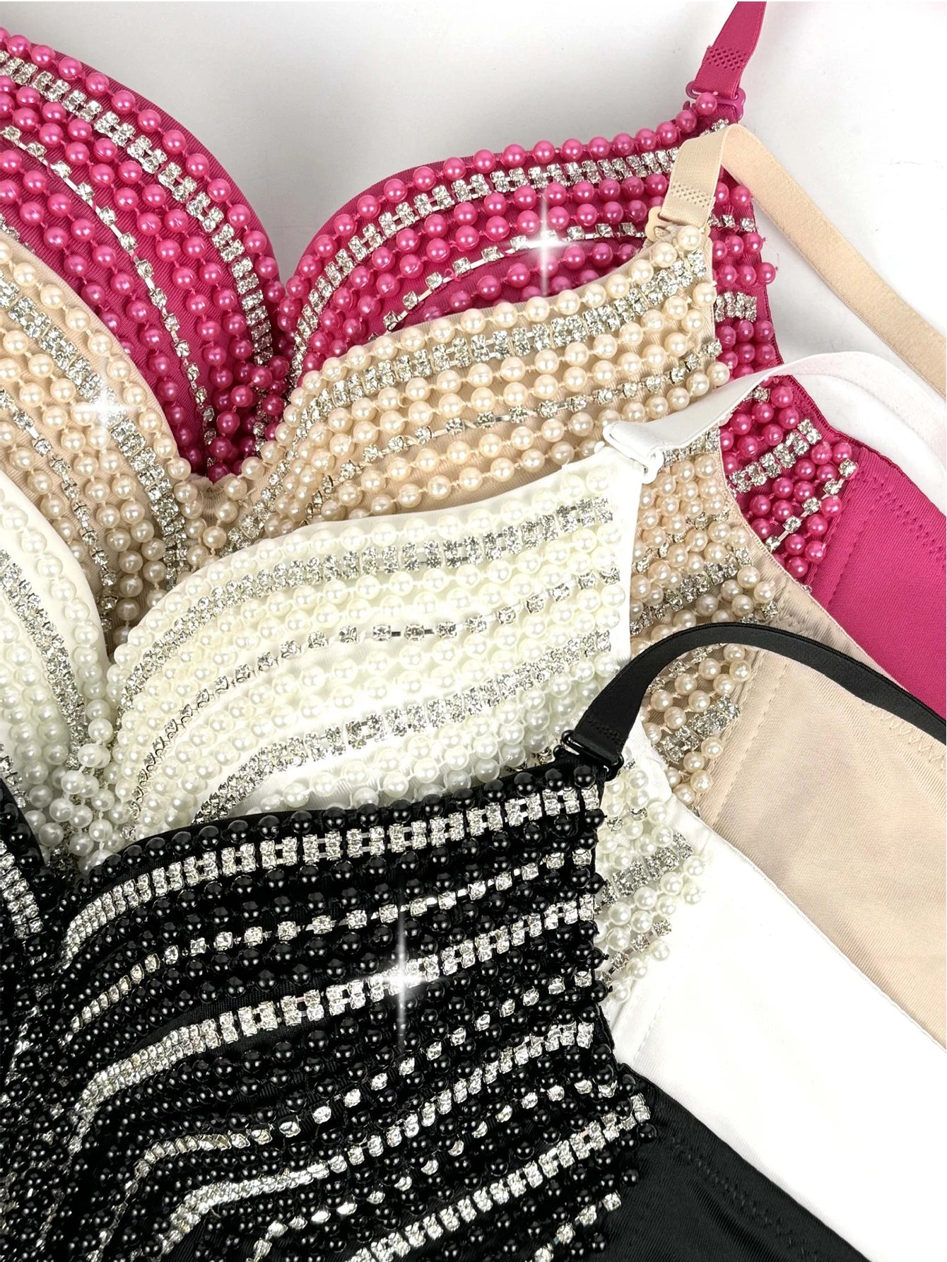 Sexy white rhinestone corset crop top women summer night club party tops woman halter tank top bra bustier hotwife street wear