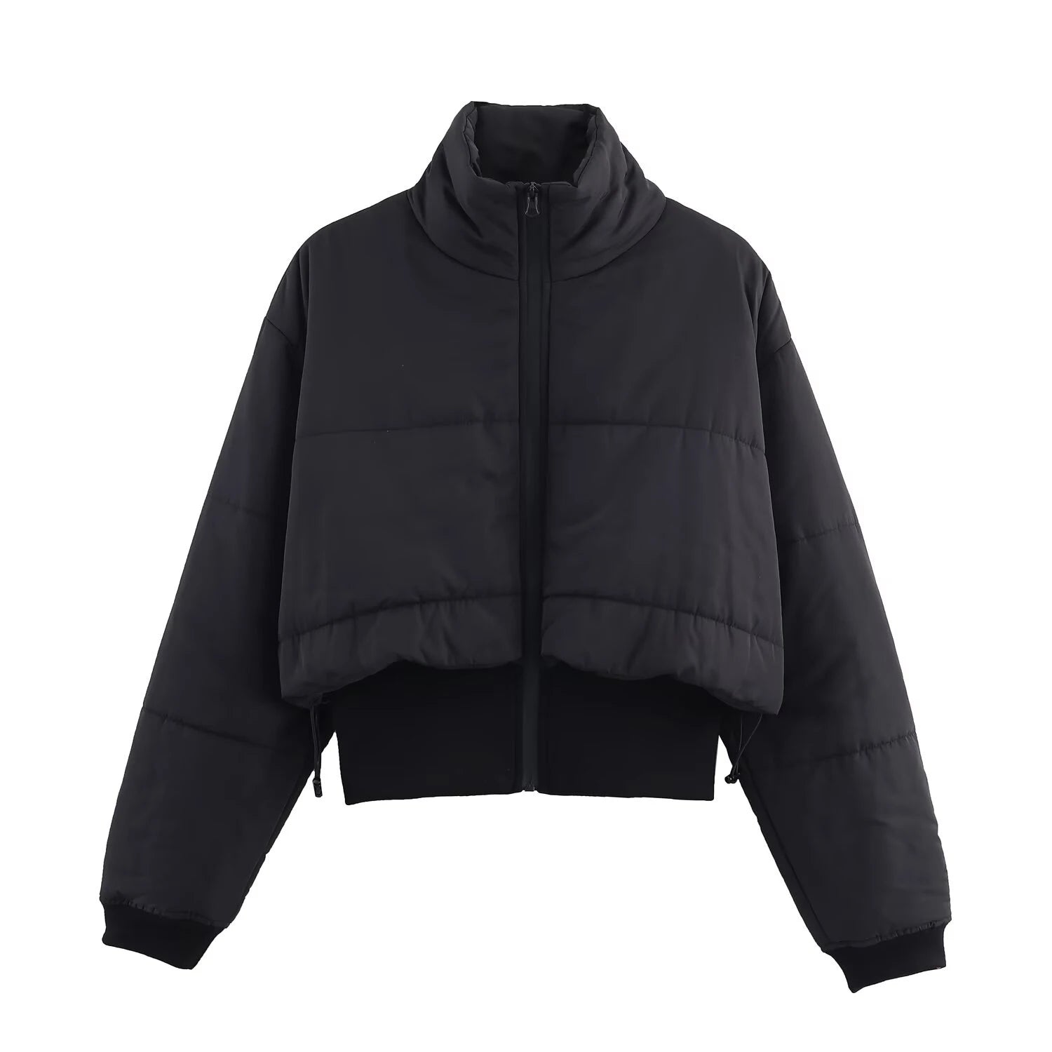 European and American 2025 autumn new women's clothing retro casual temperament simple black stand up collar cotton jacket