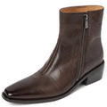 Size 34-40 New Handmade Genuine Leather Soft and comfortable Ankle Boots Zipper Chunky Mid Heels Square Toe Boot