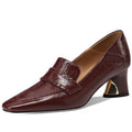 Women Pointed Toe Shoes British Style Handmade Genuine Leather Shallow Heel Slip On Versatile Office Shoes 33-43