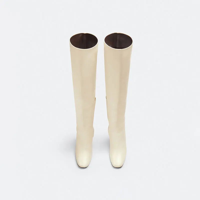 2026 Women's New Winter Coarse High Heels Knee Boots European and American Sexy Square Head Side Zipper Fashion Large Boots
