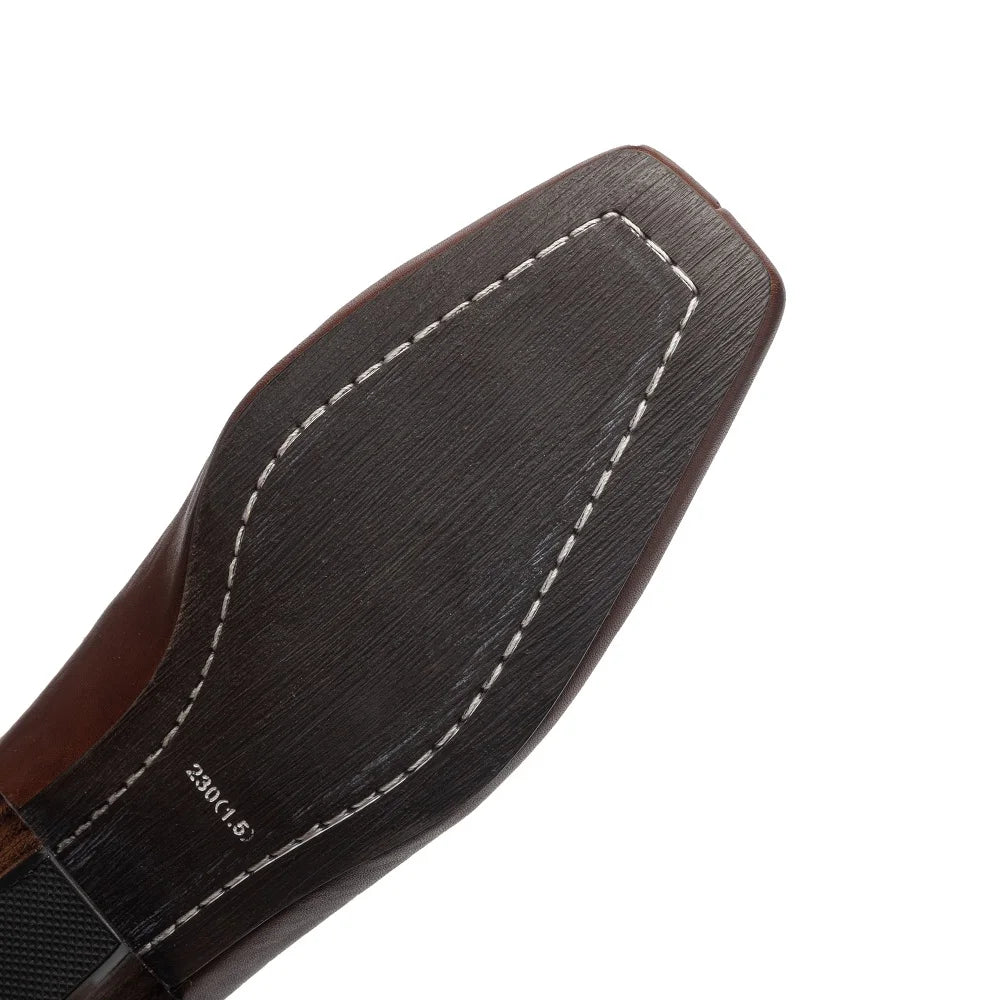 Women Handmade Genuine Leather Mid Heel Modern Soft and comfortable Ankle Boots Daily Shoes Zipper Boots 34-40