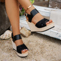 Plus Size Shoes for Women 36-43 Summer Platform Wedges Buckle Strap Non-slip Sandalias De Mujer Lace Peep Toe Sandals